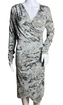 Aritzia Wilfred Free Dress Womens Medium Gray Black‎ Faux Wrap Classic Preppy