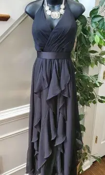 Vera Wang Women's Black Polyester Halter Neck Sleeveless Long Maxi Dress Size 2