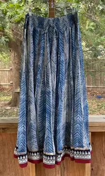 Soft Surroundings Women's Rhoda Blue Chevron Maxi Skirt Size S