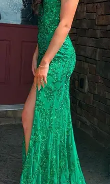 Primavera 3754 emerald green prom dress