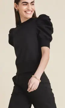 Sold Out NYC Womens The Just Enough Puff Short‎ Sleeve Sweatshirt Black XS NWT