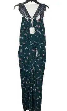 Matilda Jane Evergreen Dream Jumpsuit Size Small Green Pattern Sleeveless Womens