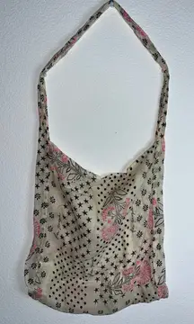 Free People Lightweight Hippie Floral Beachy Linen Semi Sheer Shopper Tote Bag