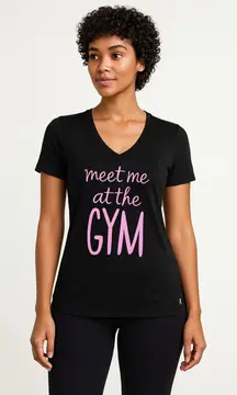 Danskin now graphic black 4-6 short sleeves pink