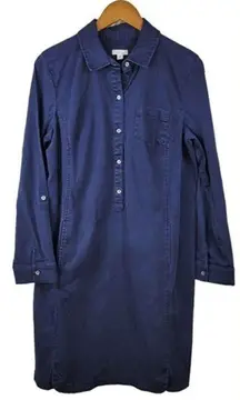 J.Jill NWT  Size 8 Blue Denim Dress Long Sleeve knee length chore India ink