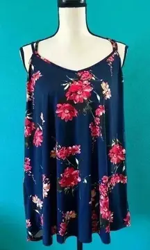 New with tags Papermoon Basima Back Navy Floral Strappy dark blue Tank Top