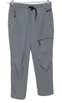 Gray Athletic Pants Womens M Elastic Waist Zip Pockets Athleisure Sporty Comfort