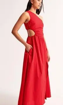 Abercrombie & fitch Elegant Red One-Shoulder Dress maxi size small