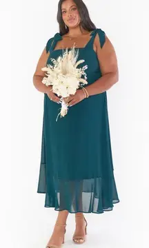 SHOW ME YOUR MUMU Claire Midi Dress In Emerald Chiffon