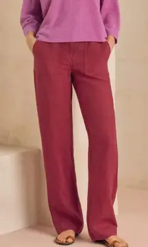NEW Poetry Heavy Linen Straight Leg Trousers Pants Cranberry Red US 12 NWT $188