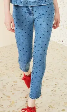 Ulla Johnson Prince Polka Dot Cigarette Jeans Blue Size 0