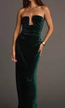 12th Tribe Jones Emerald Velvet Maxi Dress Size S