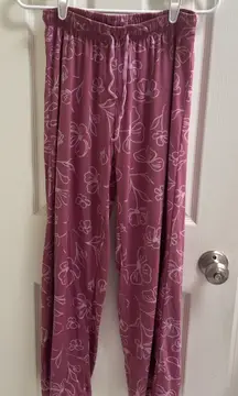 Hello Mello Lounge Pants Pajamas Pink Wildflowers‎ Sz Sm/med Lightweight Soft