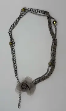 Unbranded Silver Metal Chain Double Layer Belt Necklace Floral Boho Adjustable