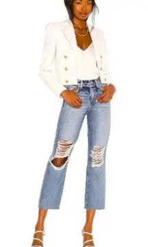 NWT L'AGENCE Adele High-Rise Cropped‎ Stove Pipe Jeans in Fallbrook