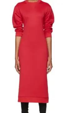 TIBI‎ Red Open Back Sweatshirt Midi Dress Size Extra Small
