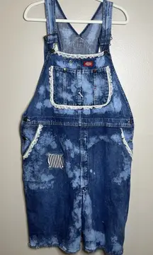 Dickies Denim Overalls Shorts Lace Bleach Patchwork Crochet Art To wear Teacher