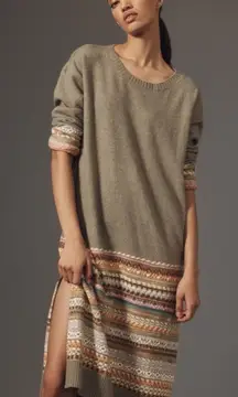 Daily Practice by Anthropologie Moss Fair Isle Turtleneck Sweater Dress Large