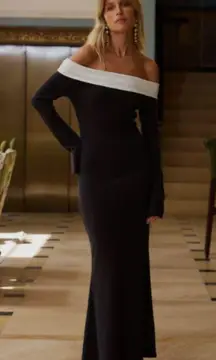 12th Tribe Daphanie Black & White Knit Maxi Dress