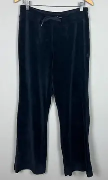 Coolibar Beach Velour Pants Women Small Black Pull On Drawstring UPF 50 Wide Leg