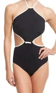 Kate Spade New York Plage Du Midi Black One-Piece Swimsuit Halter Neck Size XS