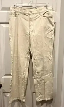 Lands’ End Khaki Tan Beige High Rise Straight Leg‎ Jeans size 12
