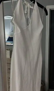 Elegant White Halter Dress
