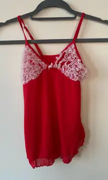 Honeydew pink red ruffle tank
