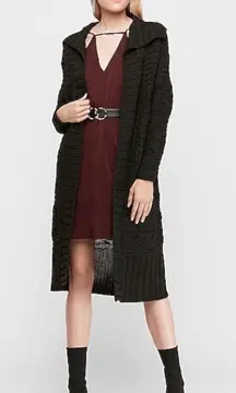 Long sleeve Cable Knit Chunky Duster Charcoal Size Medium