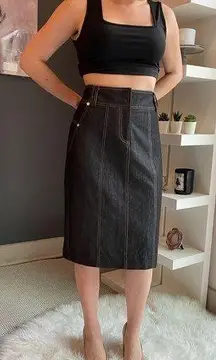 Cache Long Denim Skirt