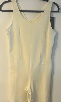 Women's Icon Clash Bodysuit  Romper Coconut Milk/White Tight Fit Size M NWT