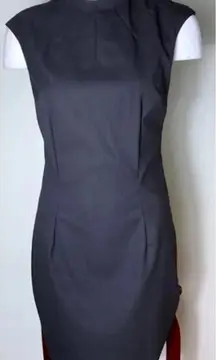 Stile Benetton Black Charcoal Stripe Sheath Midi Dress Sleeveless Size Small