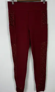 LOGO Layers XS Jacquard Leggings Red Boho Artistic Statement Festival Lounge