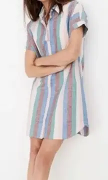 Madewell Central‎ Linen Button Down Shirtdress in Flagstaff Stripe XS