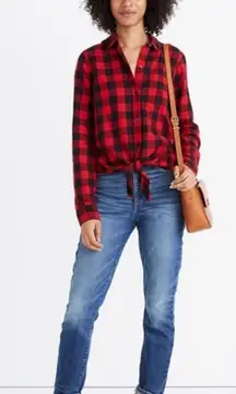Madewell buffalo check plaid tie front shirt sz S‎