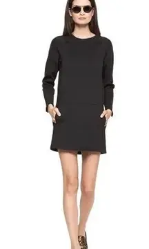 J Brand Colleen Long-Sleeve Scuba Dress in Black Exposed Zipper Detail Size XS