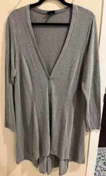 Torrid Size 1x Grey Cozy Knit Button Front High Low Trench Cardigan