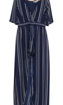 Stilettos Striped Romper Maxi Skirt Overlay Navy White Flutter Sleeve Size XL