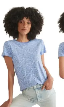 Marine Layer Swing Crew Tee Blue Palm Size Medium