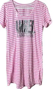 Victoria's Secret Women's Striped Crewneck Graphic Logo Short Sleeve Sleepwear