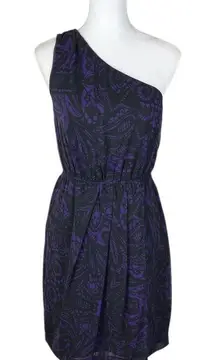 Express Purple Black One Shoulder Chiffon Sheath Cocktail Dress Size Small