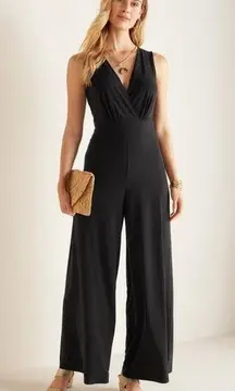 Soft Surroundings  Black Penelope Knit Sleeveless Wide Leg Jumpsuit Sz.L