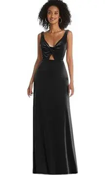 Lovely Twist Front Velvet Cutout Maxi Black Size 2 New