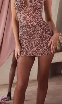 House of CB One-Shoulder Animal Print Dress