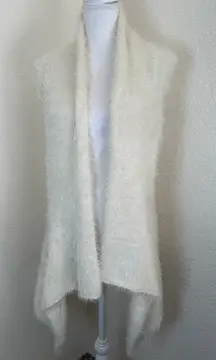 Escoi eyelash knit open front cardigan vest‎ with crochet back