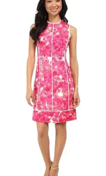 Calvin Klein Watercolor Floral Print Sheath Dress In Coral Multi