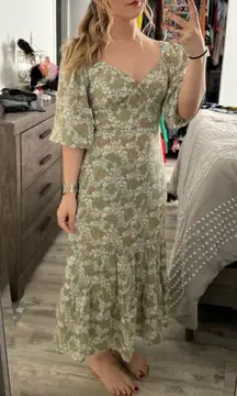 Lush Clothing LUSH sage green floral print maxi dress