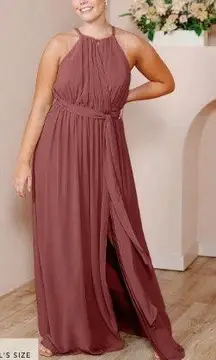 Revelry Rosewood Pink Mauve Eliza Chiffon Bridesmaids Formal Prom Dress