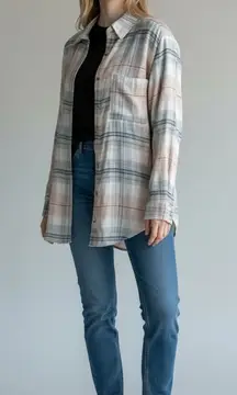 C&C California Plaid Button Up Flannel Long Sleeve Womens M Shirt Soft Rayon Top