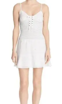 The East Order Dress White Smocked Lace Up Mini